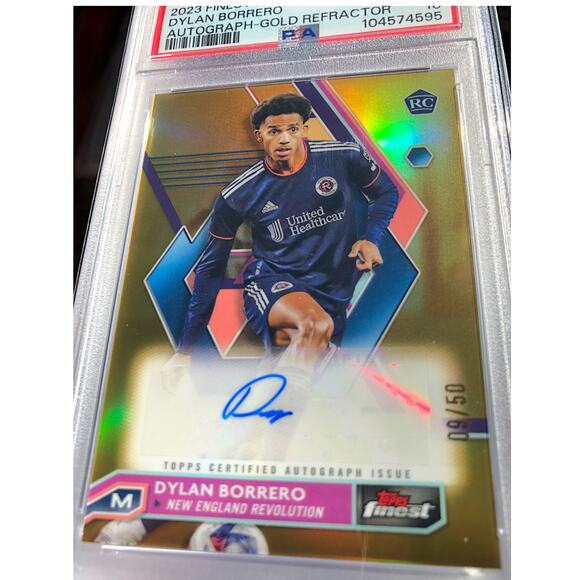 2023 Topps Finest MLS Auto Gold Refractor ADB Dylan Borrero Revolution /50 PSA10 - Picture 4 of 8